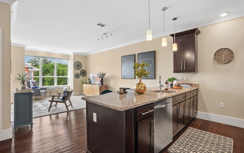 Open concept luxury apartment interior design in Hudson MA